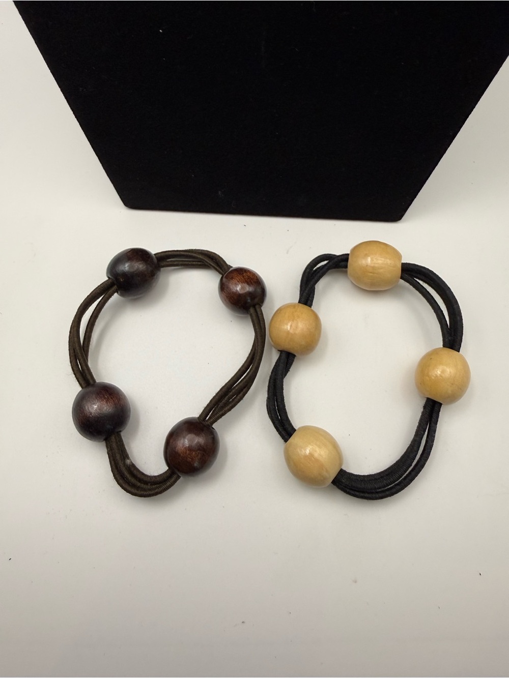 Source Unknown Two-Tone Wood Bead Elastic Bracelet Set - Dark Brown & Natural